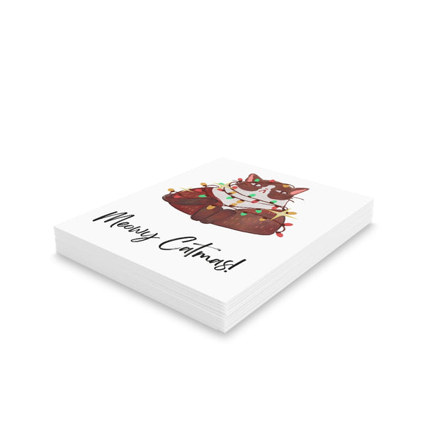 Meowy Catmas Card Festive & Happy Holiday Greeting Cards | Christmas Card Set with Envelopes (8, 16, and 24 pcs) Perfect Gift Message