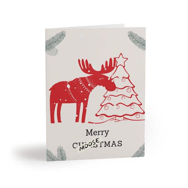 Merry Moosemas Card Festive & Happy Holiday Greeting Cards | Christmas Card Set with Envelopes (8, 16, and 24 pcs) Perfect Gift Message